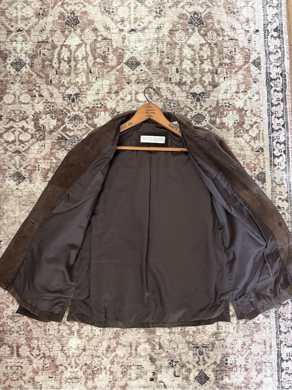 Valerie Stevens Silky Suede Brown Leather Jacket Women’s Medium - Picture 5 of 7